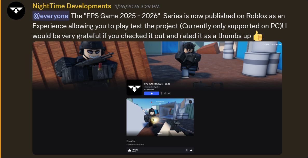 Promo in the NightTime Developments Official Discord Server